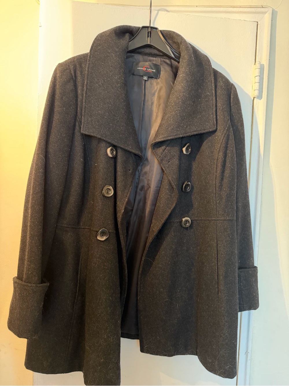 Double-Breasted Pea Coat in Dark Gray - Apt. 9